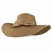 Summer  Khaki Folding Beach Cap Wide Brim Bowknot Floppy Straw Sun Hat 363028067050 eb-55361857